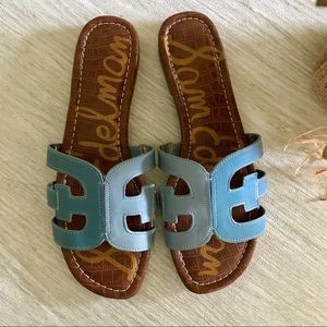 Sam Edelman Shoes - SAM EDELMAN Blue Leather Bay Sandals Sam Edelman Shoes - SAM EDELMAN Blue Leather Bay Sandals